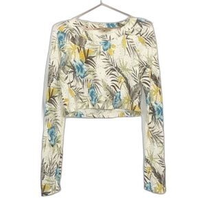 Show Me Your Mumu Cher Tropical Floral Long Sleeve Lace Crop Top New NWOT Medium